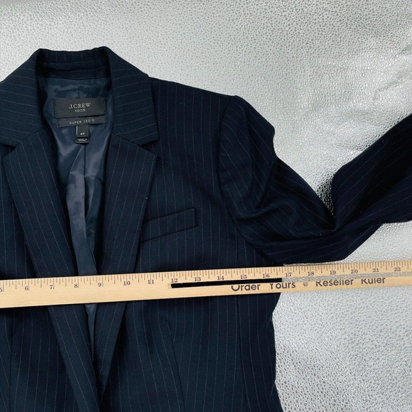 J. Crew Womens Jacket Sz 4T Tall 1035 Pinstripe Campbell Super 120s Wool Blazer - Picture 7 of 9